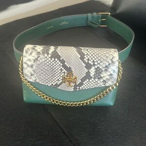 Tory Burch Belt Bag- Snakeskin & Green